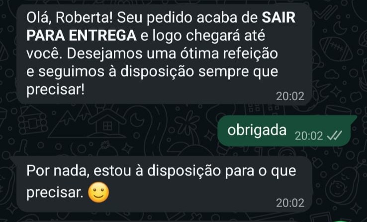 Exemplo real de mensagens automáticas de status no WhatsApp